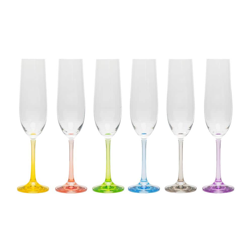 Rainbow 6 oz. Flute x 6 assorted (Set of 6) - Hercitys