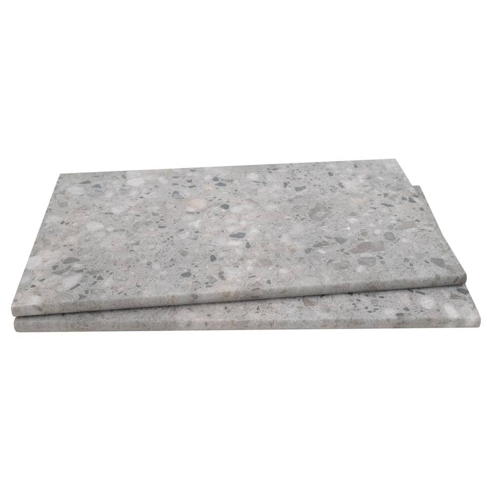 Terrazo Gris 2 cm x 13 in. x 24 in. Matte Porcelain Stone Look Pool Coping (4.33 sq. ft./case) - Hercitys