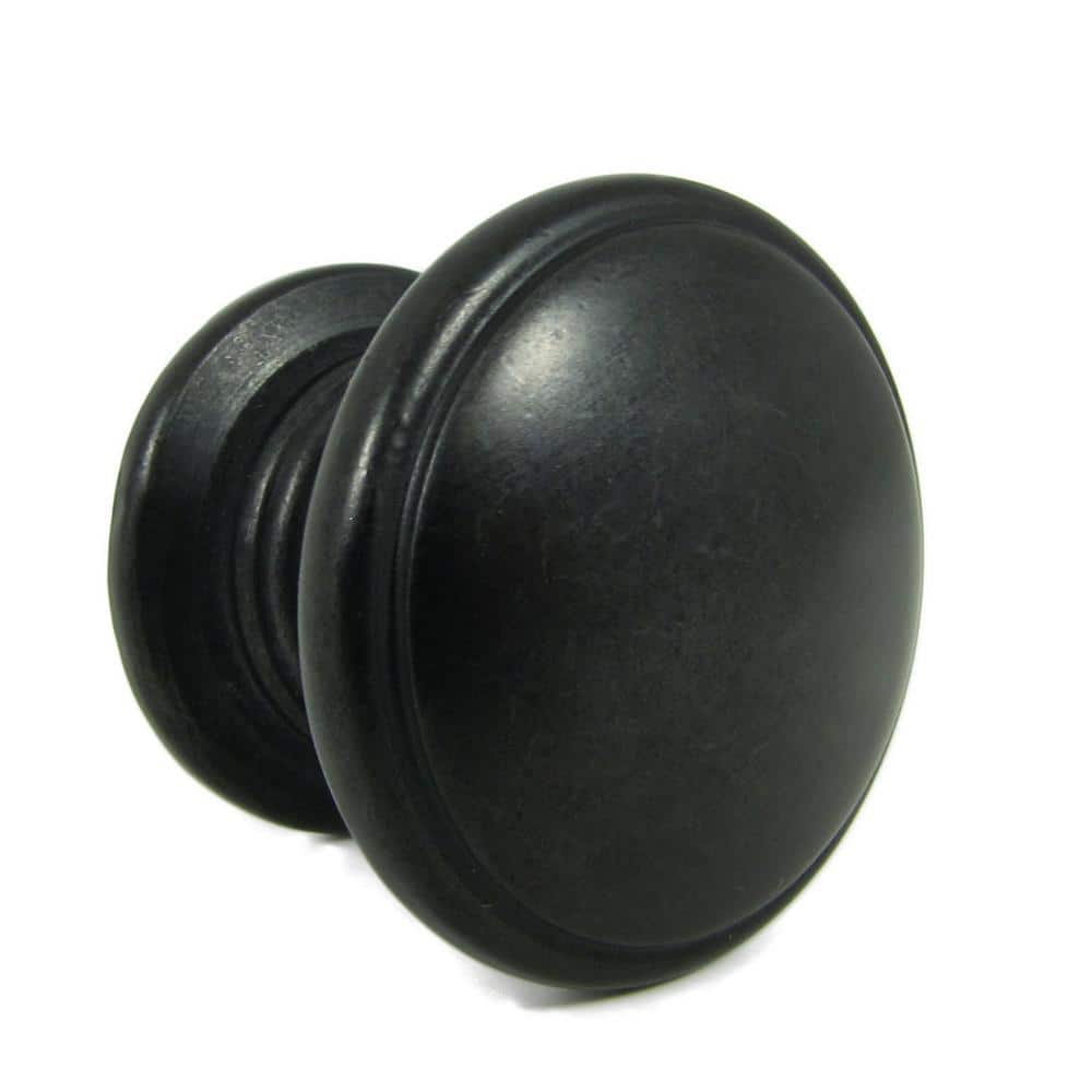 Saybrook 1-1/4 in. Antique Black Round Cabinet Knob (10-Pack) - Hercitys