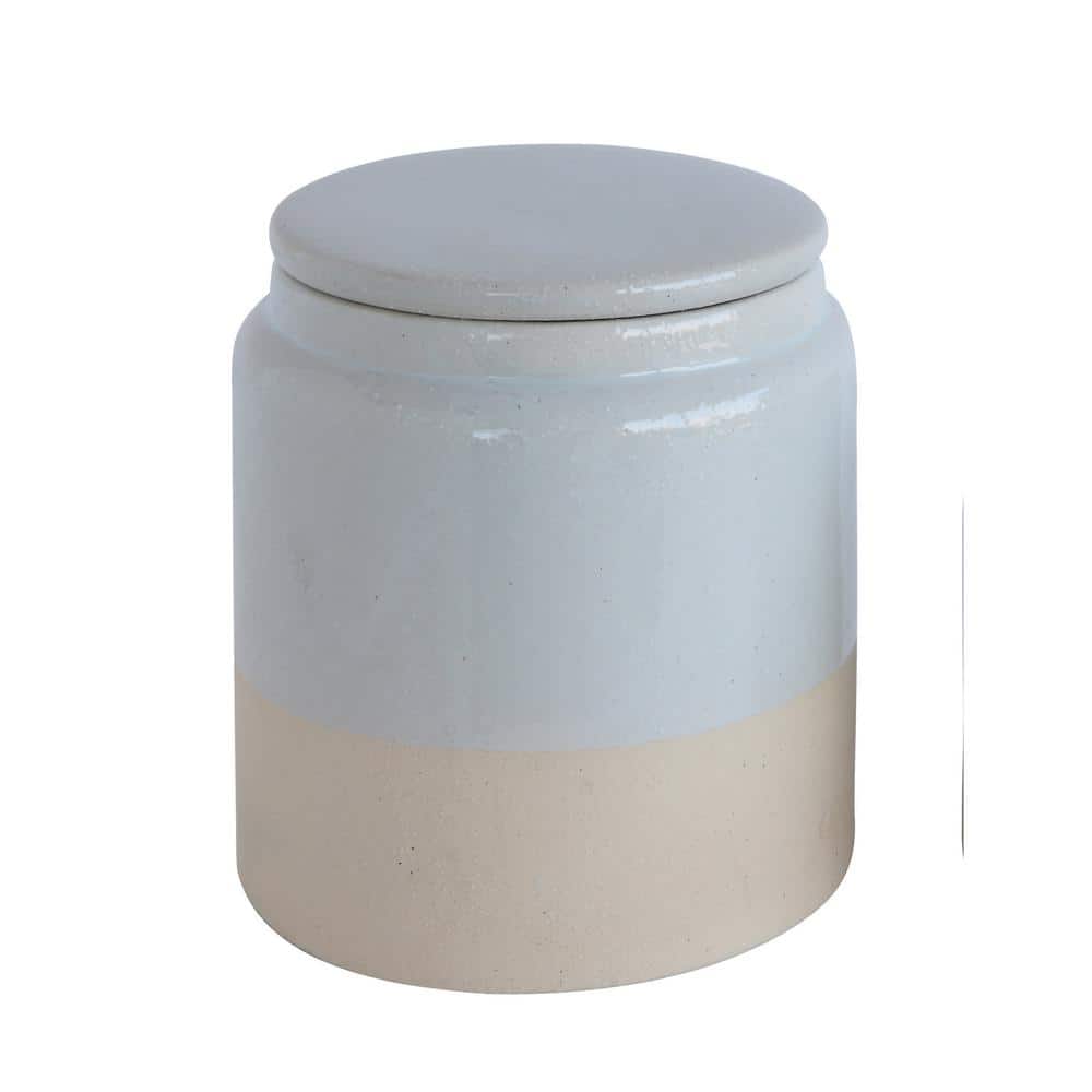 White Stoneware Glazed Canister - Hercitys