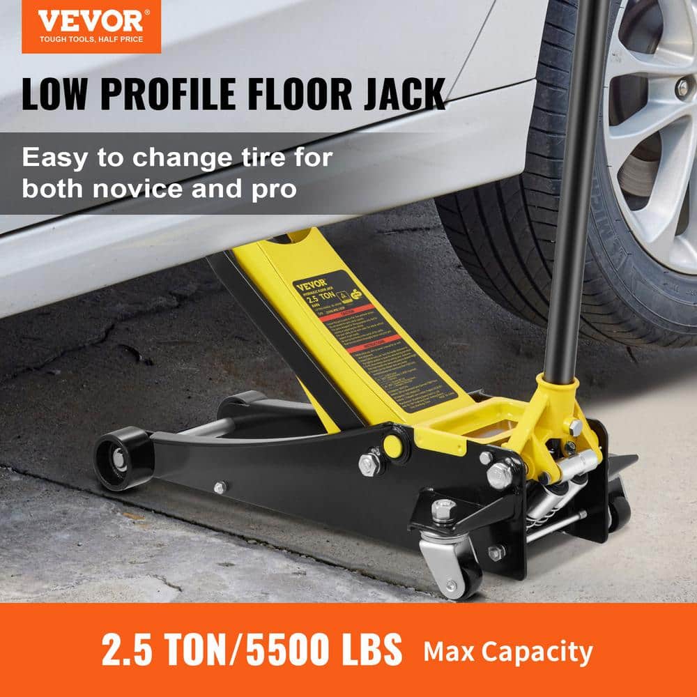 Low Profile Floor Jack 2.5 Ton Heavy Duty Steel Dual Piston Rapid Pump The wide lifting range from 3 in. to 19.49 in. - Hercitys