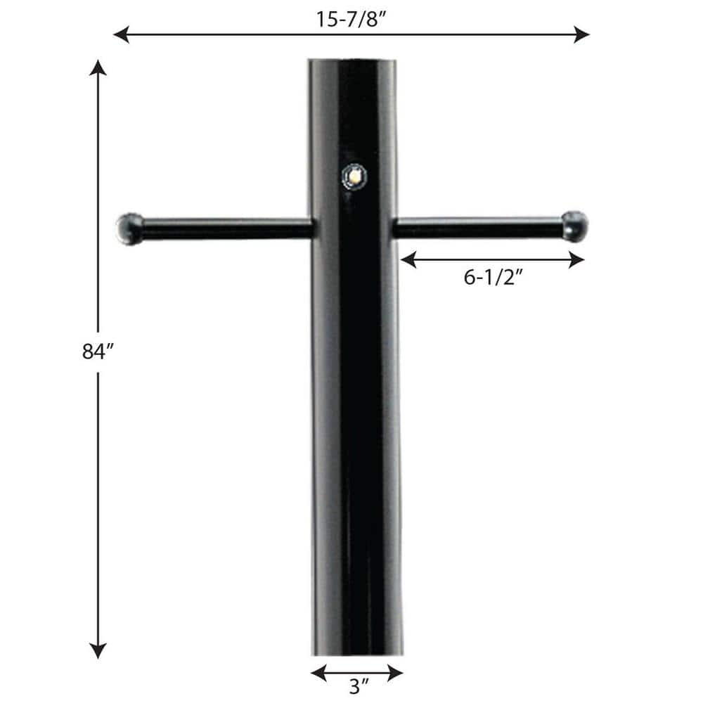 Outdoor 7 Foot Matte Black Aluminum Post with Ladder Rest and Photocell for use with Outdoor Lanterns - Hercitys