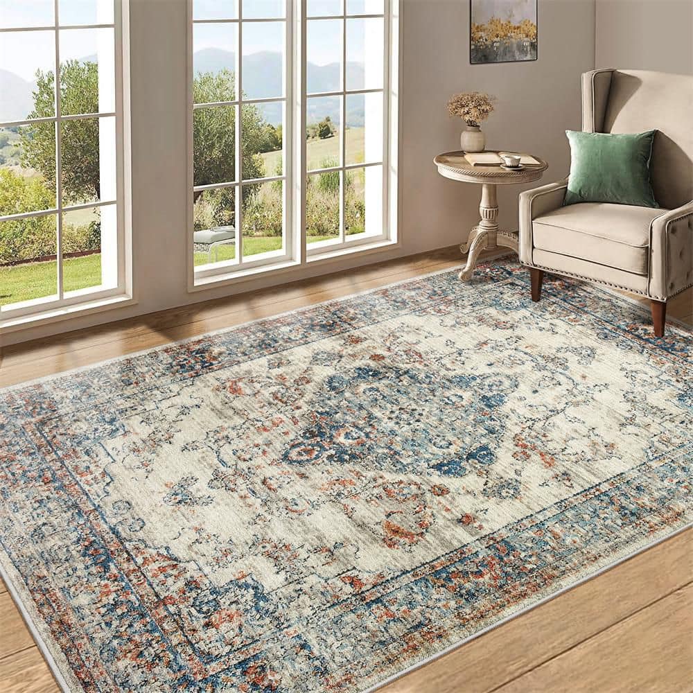 Area Rug 5×7 Vintage Bohemia Large Persian Non-slip Washable Rug - Hercitys