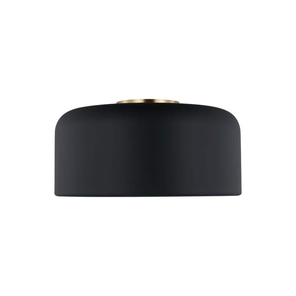 Malone 13.75 in. Medium 1-Light Midnight Black Flush Mount with LED Bulb - Hercitys