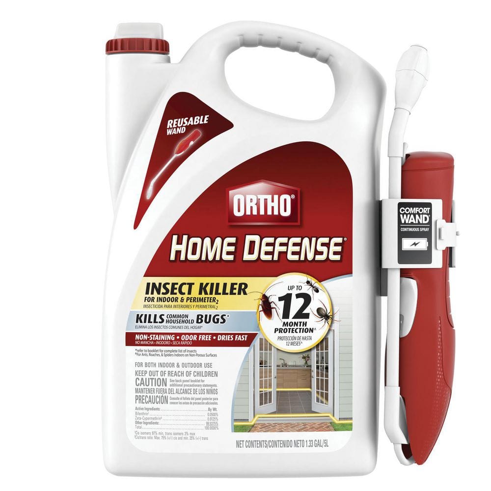 Home Defense Insect Killer for Indoor and Perimeter2 1.33 gal. With Comfort Wand, Kills Ants, Cockroaches and Spiders - Hercitys