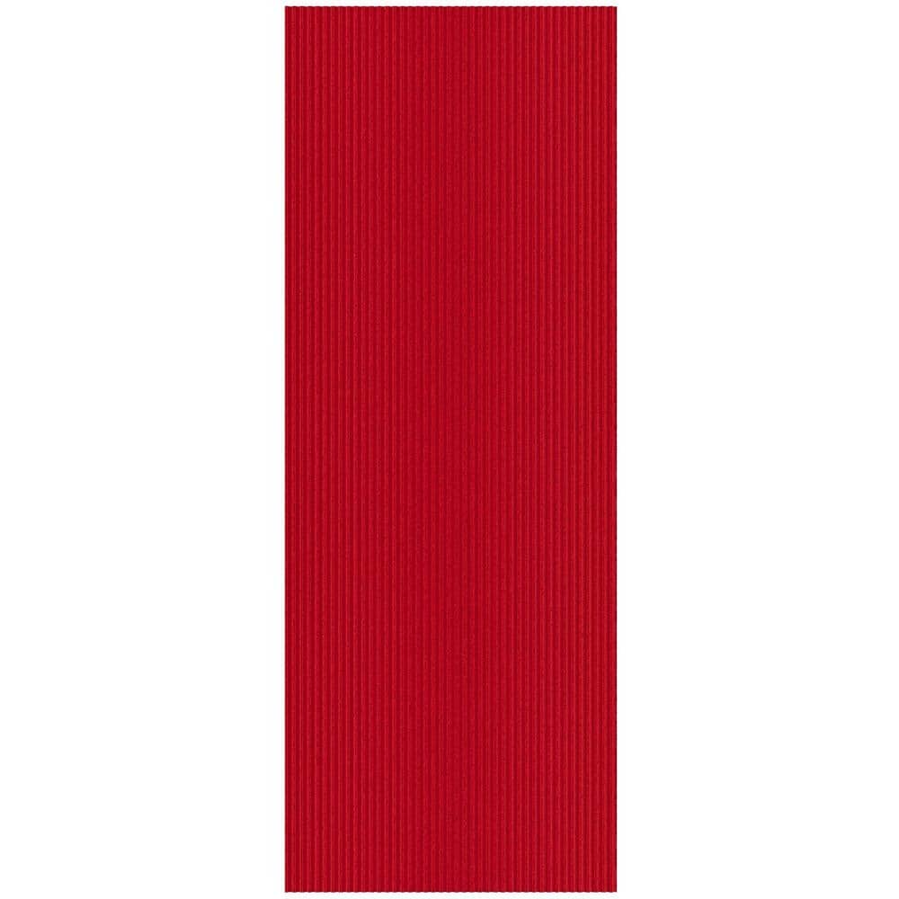 Lifesaver Scrape Rib Non-Slip Custom Cut Long Hallway Runner Rug, 3 ft. 11 in. x 18 ft., Red, Polyester Garage Flooring - Hercitys