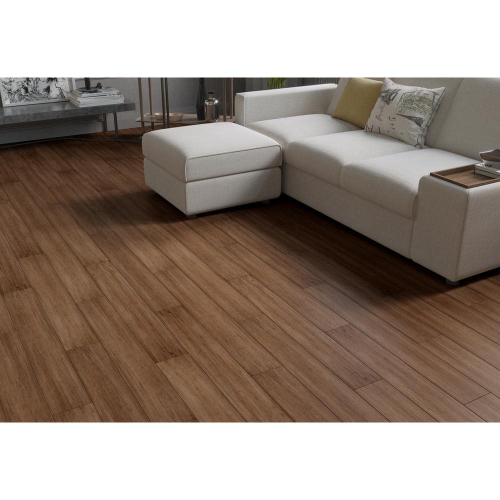 Sedalia 9/32 in. T x 5.1 in. W x 36.22 in. L Hand Scraped Click Lock Engineered Bamboo Flooring (15.45 sq.ft./case) - Hercitys
