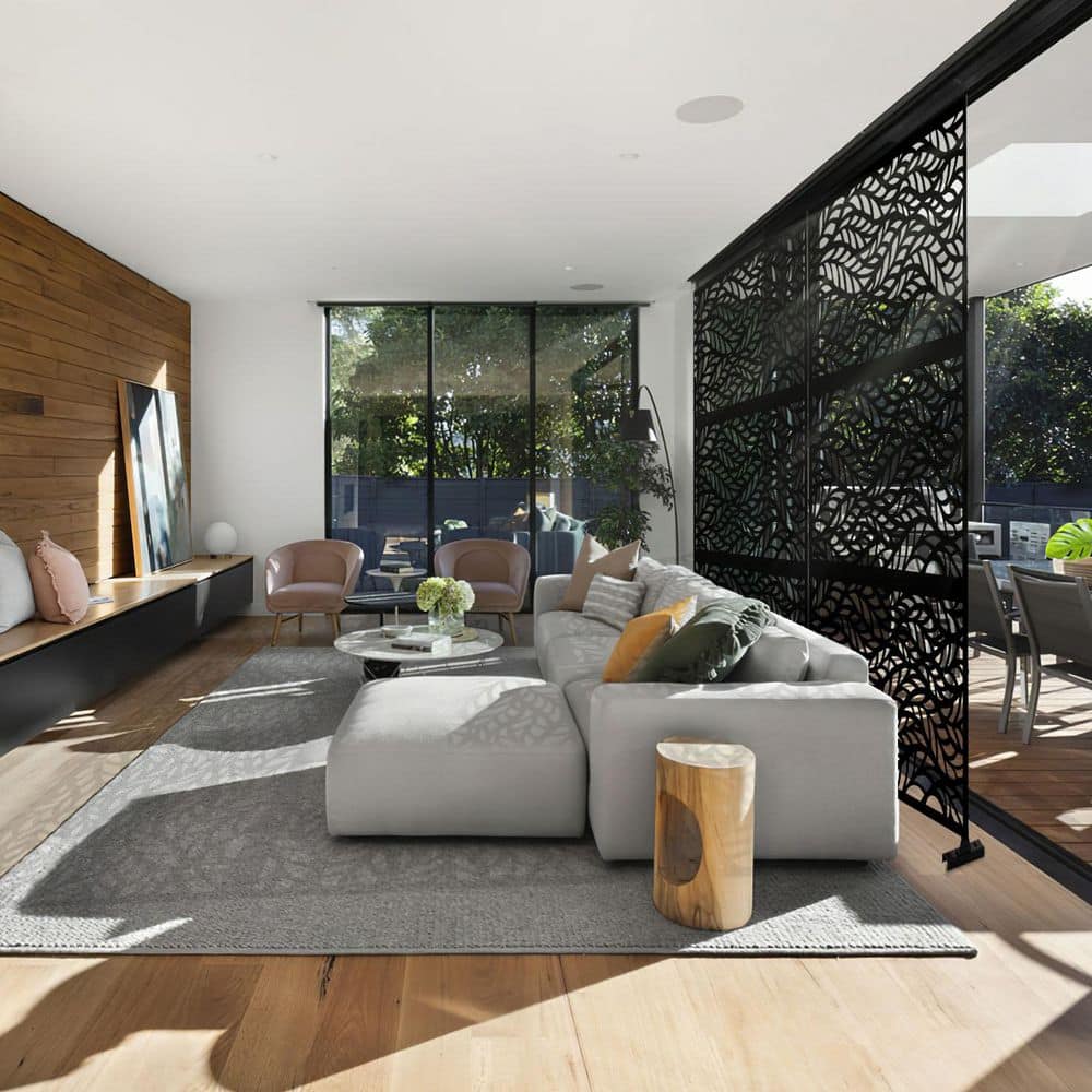 6ft. H x 4ft. W Metal Privacy Screen Fence Panel Black - Hercitys