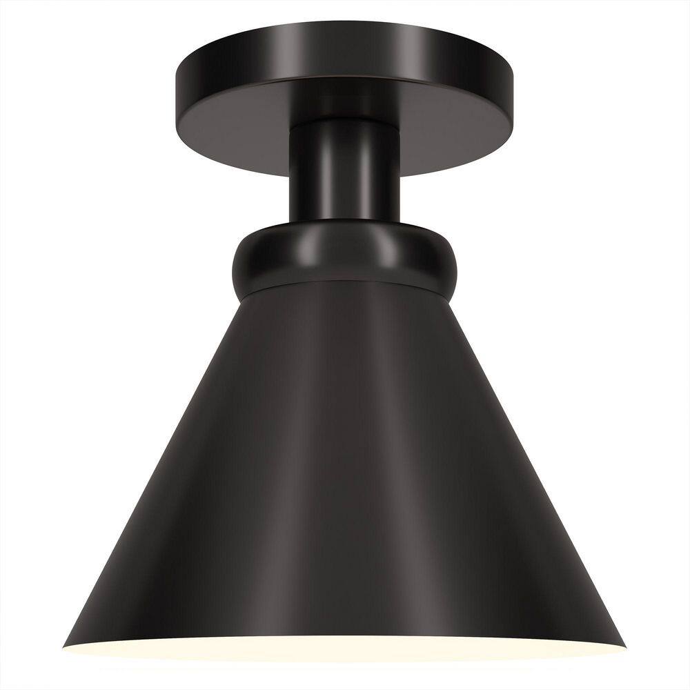 Zeno 8.5 in. Blackened Bronze Semi-Flush Mount with Metal Shade - Hercitys