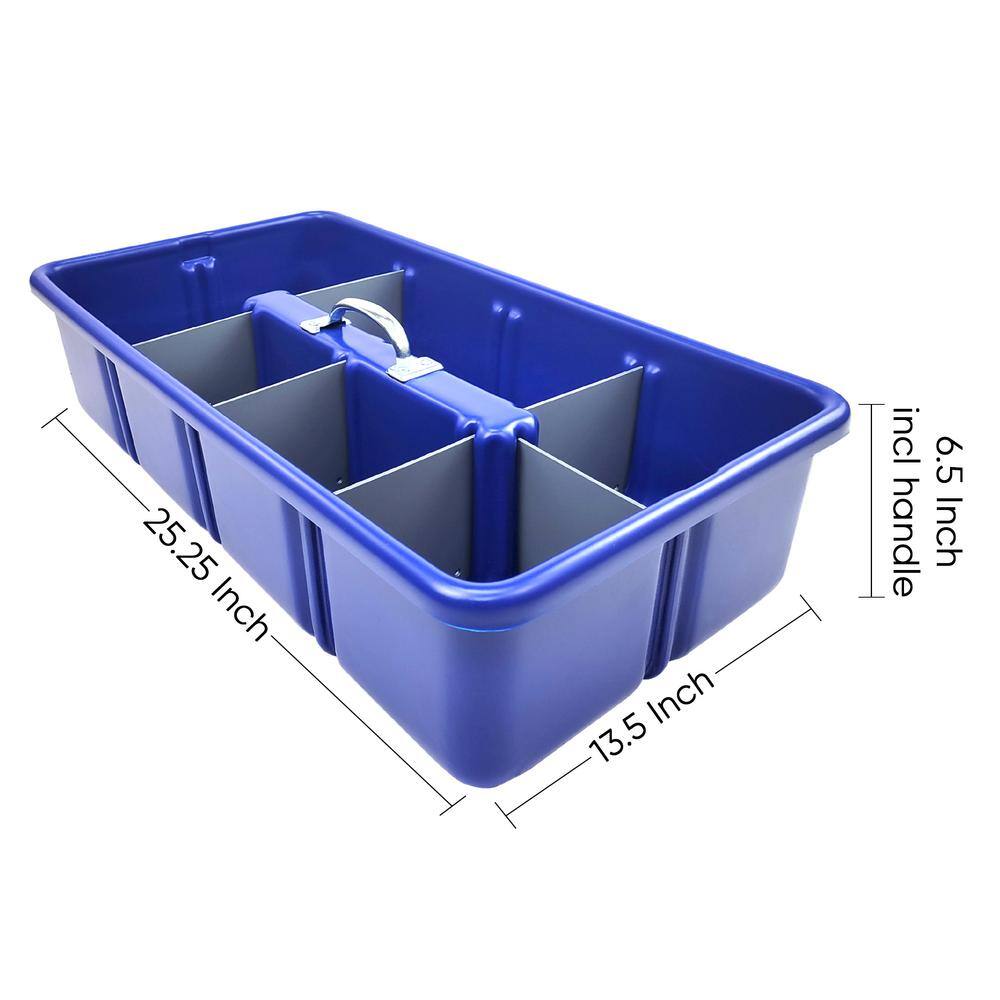 Professional Grade 25 in. Blue Polyethylene Tote Tray with 6-Dividers - Hercitys
