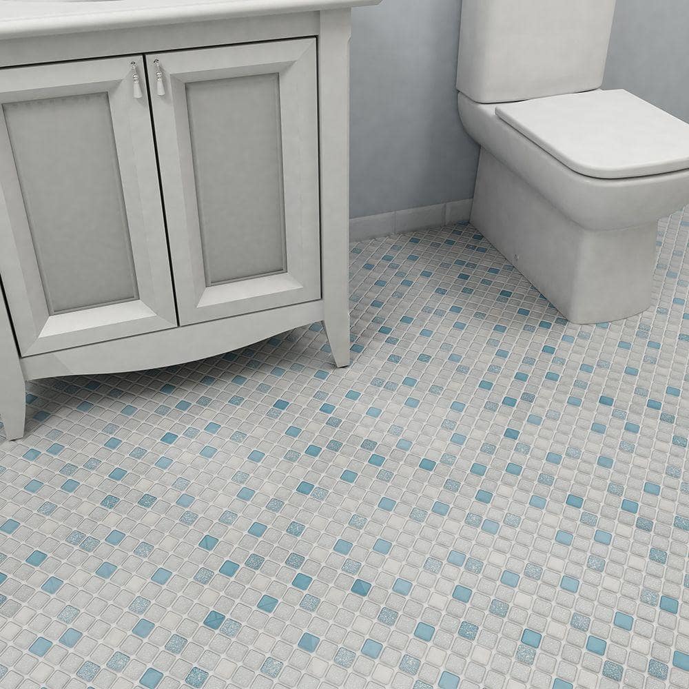 Crystalline Square Blue 11-3/4 in. x 11-3/4 in. Porcelain Mosaic Tile (9.8 sq. ft./Case) - Hercitys