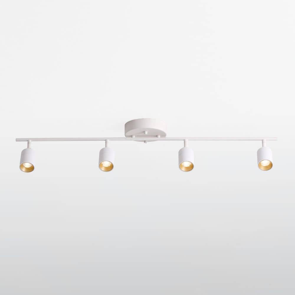 Shura 37 in. 4-Light Matte White Integrated LED Flush Mount Ceiling Light with Rotatable Heads, 3000K, 2240 Lumens - Hercitys