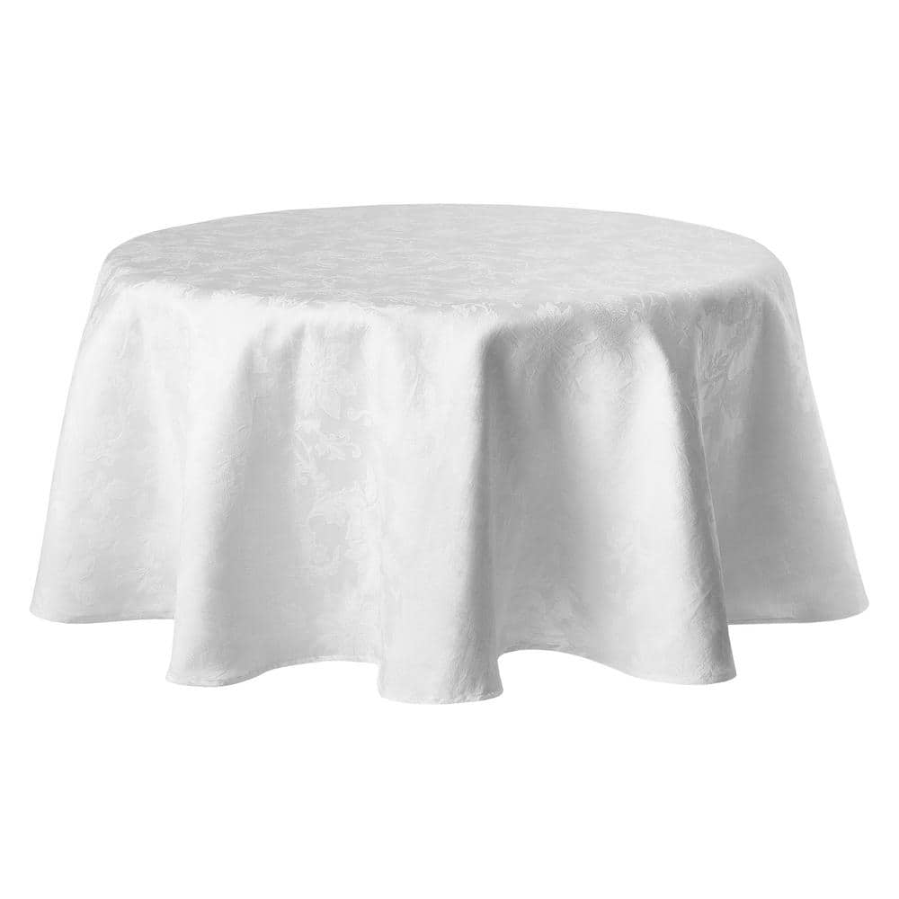 Holiday 70 in. W x 70 in. L White Damask Cotton Blend Tablecloth - Hercitys