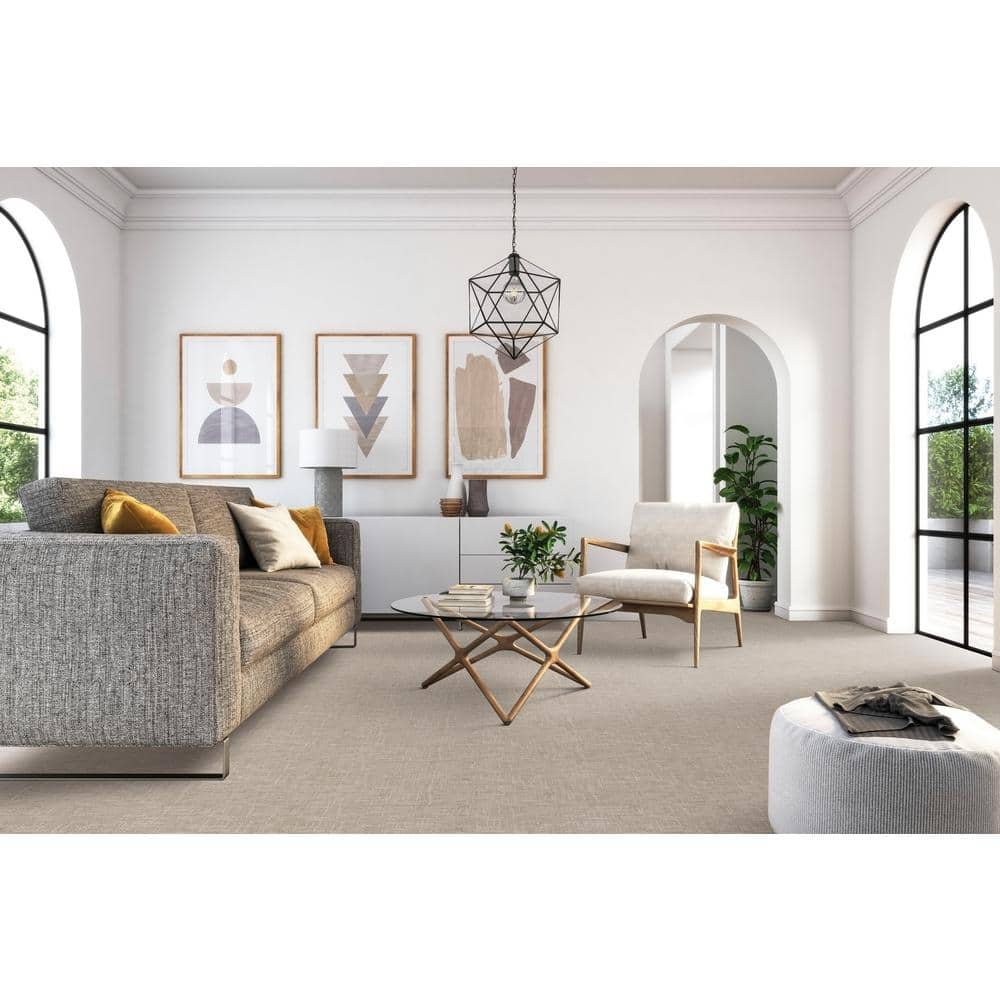 Tailored – Alabaster – Beige 38 oz. SD Polyester Pattern Installed Carpet - Hercitys