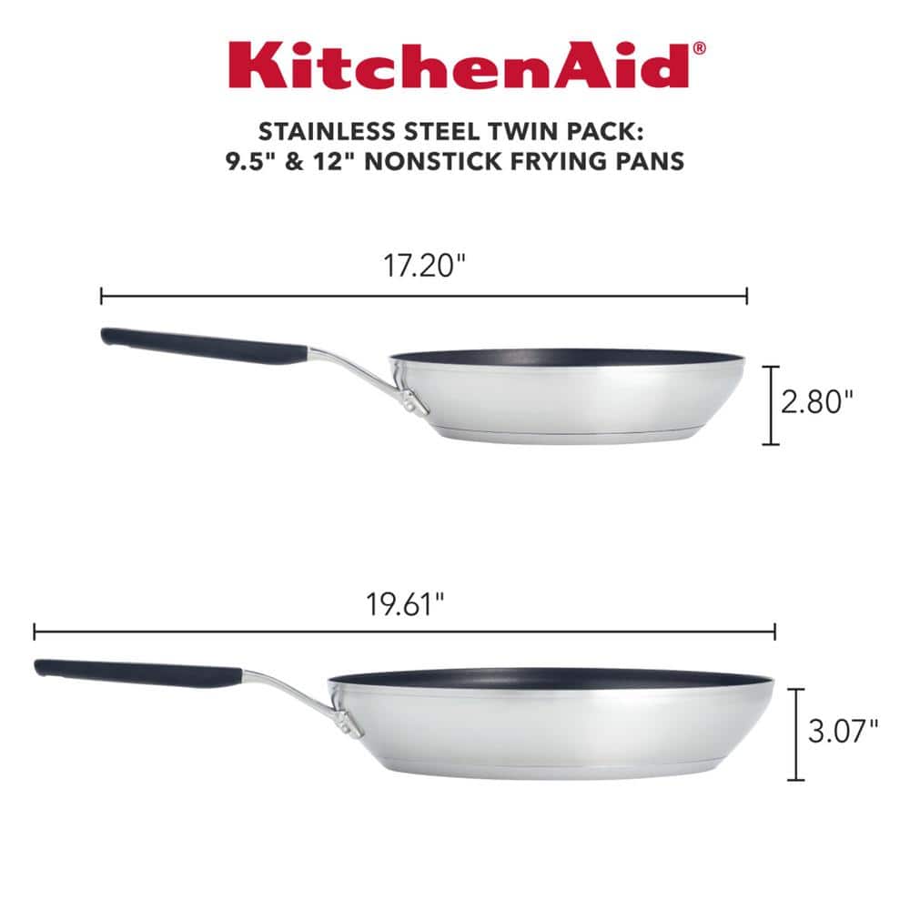 Stainless Steel 2-Piece Silver Stainless Steel Nonstick Frying Pan Set - Hercitys