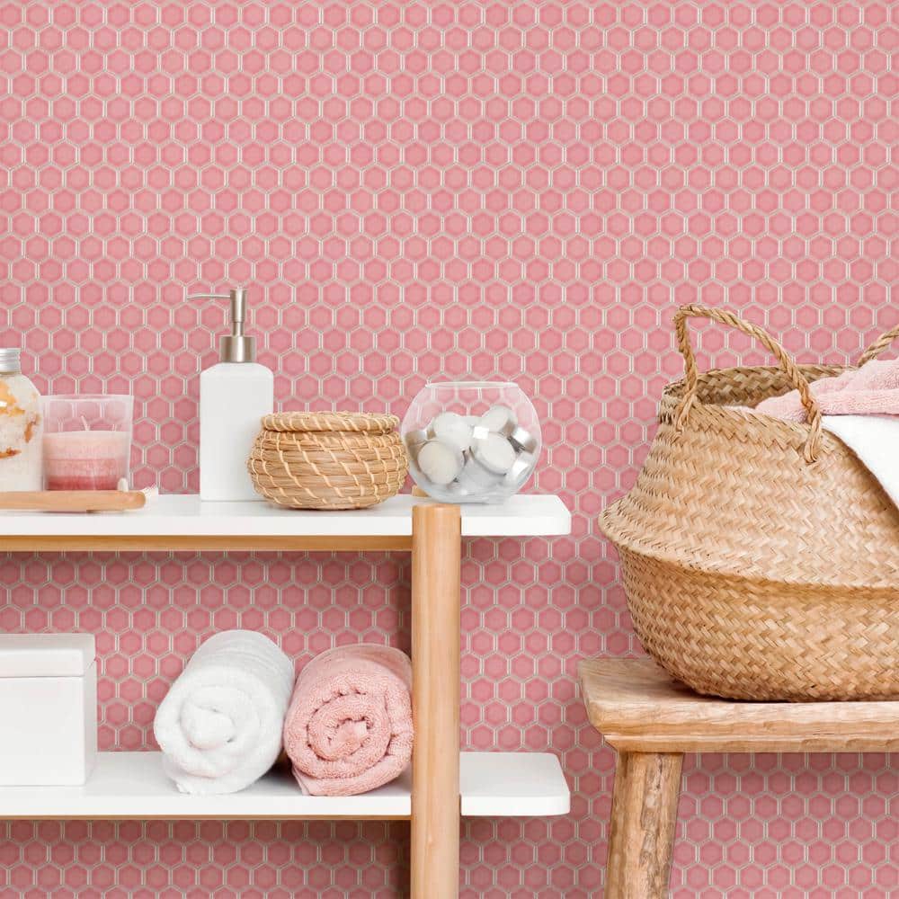 Tribeca 1 in. Hex Glossy Blush 10-1/4 in. x 11-7/8 in. Porcelain Mosaic Tile (8.6 sq. ft./Case) - Hercitys