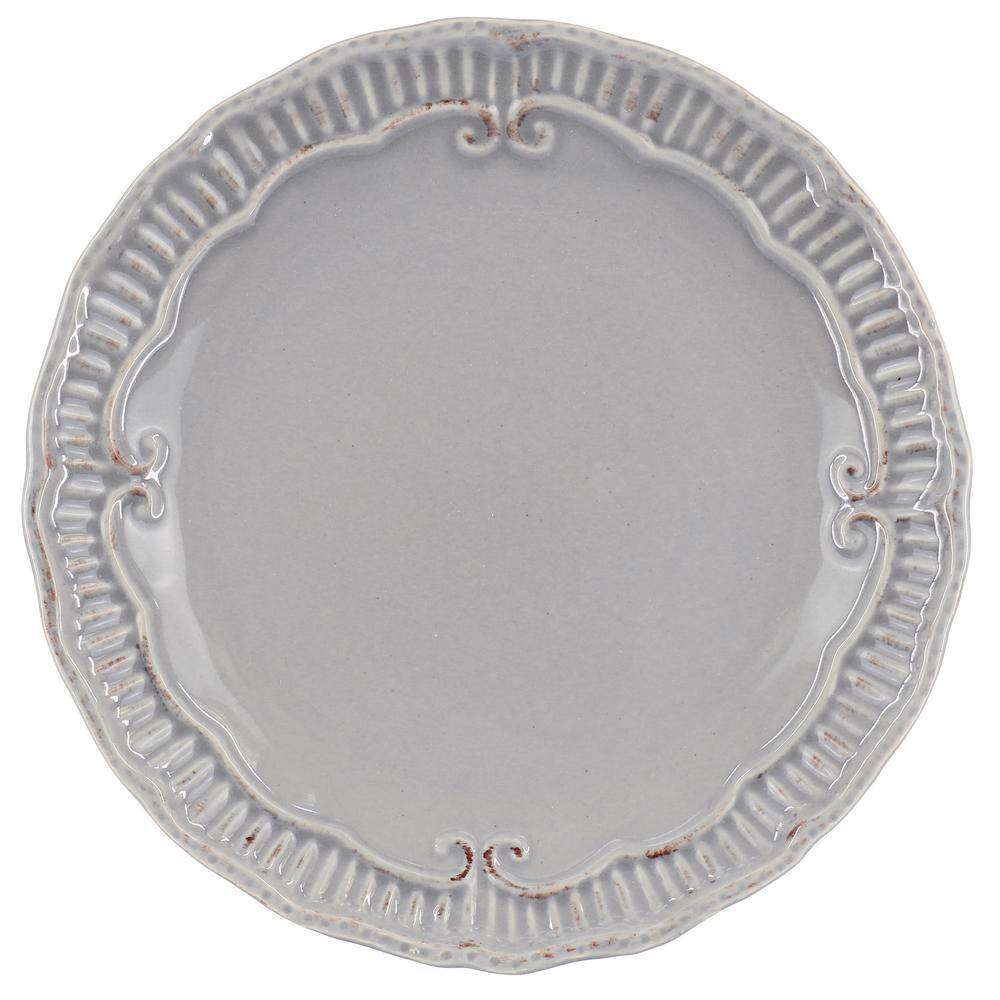 Capri 6-Piece 9 in. Stoneware Embossed Dessert Plate Set in Grey - Hercitys