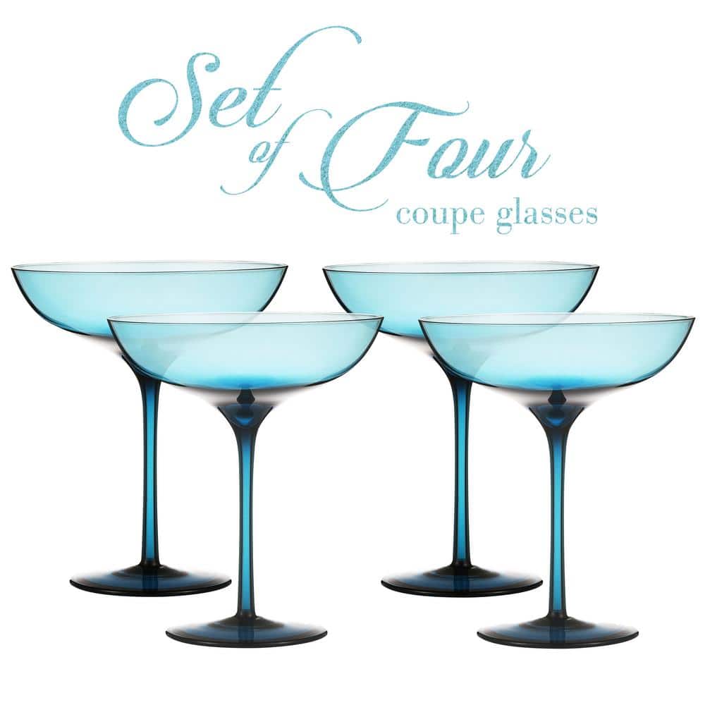 Luxurious and Elegant Blue Tinted 9.9 oz. Coupe Cocktail Glass (Set of 4) - Hercitys