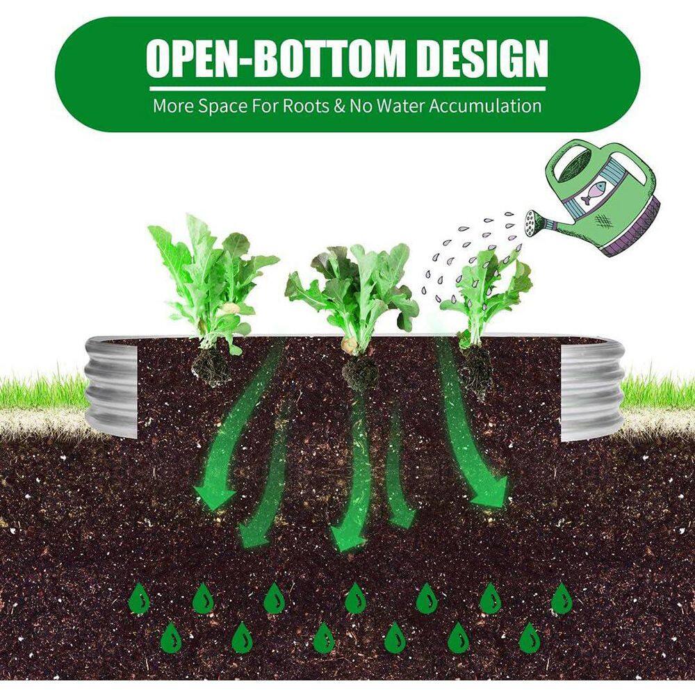 Raised Garden Bed 108 in. L x 36 in. W x 12 in. H Sturdy Galvanized Metal Planter for Vegetables Flowers Herbs 2 Pack - Hercitys