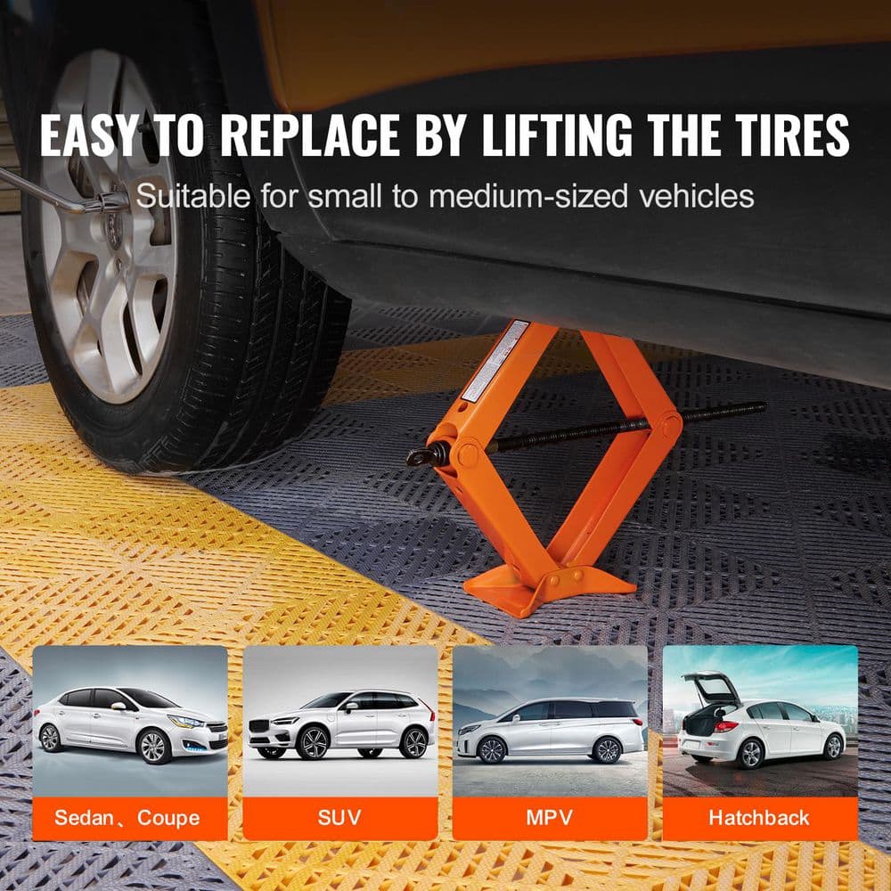 Scissor Jack, 5512 lbs. Scissor Car Jack, 3.7 in.-17.1 in. Lifting Range Scissor Lift Jack with Ratcheting Handle - Hercitys