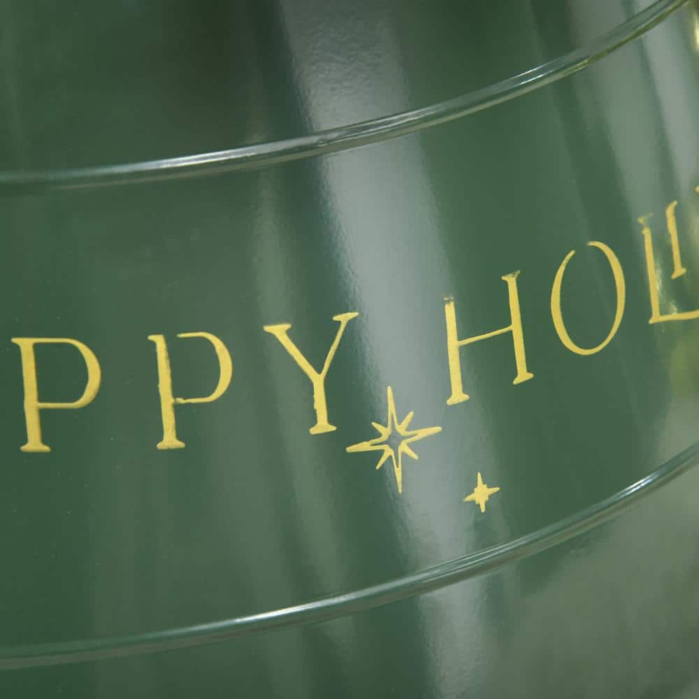 Green, Christmas Tree Collar, 26 in.Metal Tree Ring, Xmas Tree Skirt Decoration, 3 Panels - Hercitys