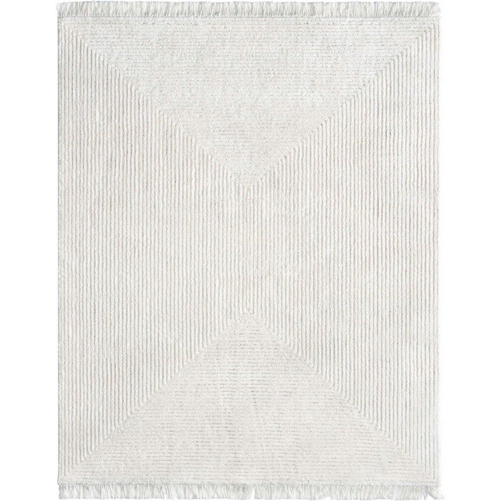 Marina Monroe Modern Solid Shag, Ivory 5 ft. 3 in. x 7 ft. 3 in., Area Rug - Hercitys