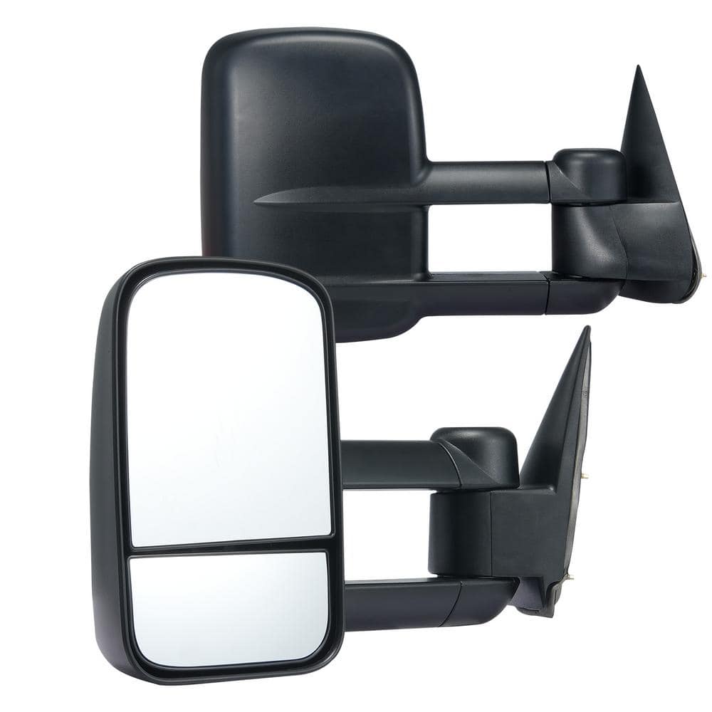 Towing Mirrors Left and Right Pair Set for Chevrolet Silverado (1999-2007)/GMC/Cadillac with Plane Convex Glass Black - Hercitys