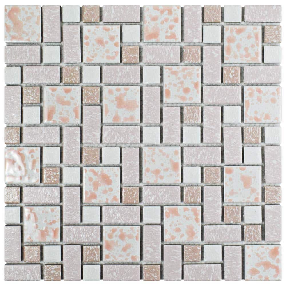 University Pink 11-3/4 in. x 11-3/4 in. Porcelain Mosaic Tile (9.8 sq. ft./Case) - Hercitys