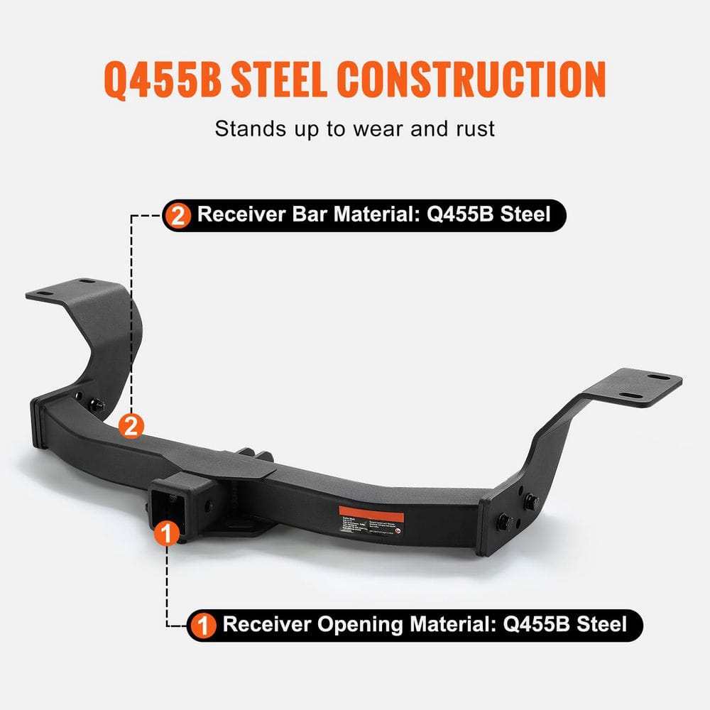 Class 3 Trailer Hitch, 6000 lbs., 2 in. Receiver, Compatible with 2017-2023 Honda CR-V, Q455B Steel Tube Frame - Hercitys