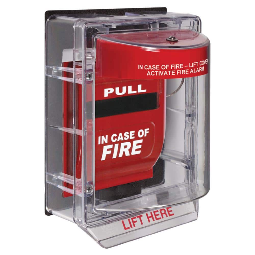 Weather Stopper without Horn, Outdoor Pull Station Cover, Clear Spacer with Gaskets, Fire Label, Polycarbonate - Hercitys