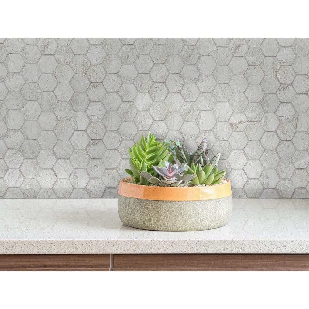 Nyon Gray Hexagon 12 in. x 12 in. Polished Porcelain Floor and Wall Tile (8 sq. ft./Case) - Hercitys