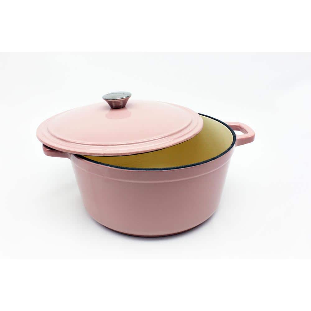 Neo 7 qt. Round Cast Iron Casserole Dish in Pink with Lid - Hercitys