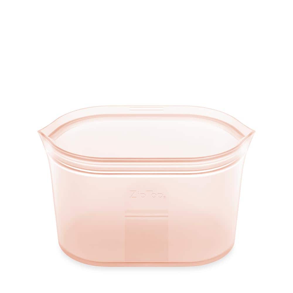 Reusable Silicone 32 oz. Large Dish Zippered Storage Container, Peach - Hercitys