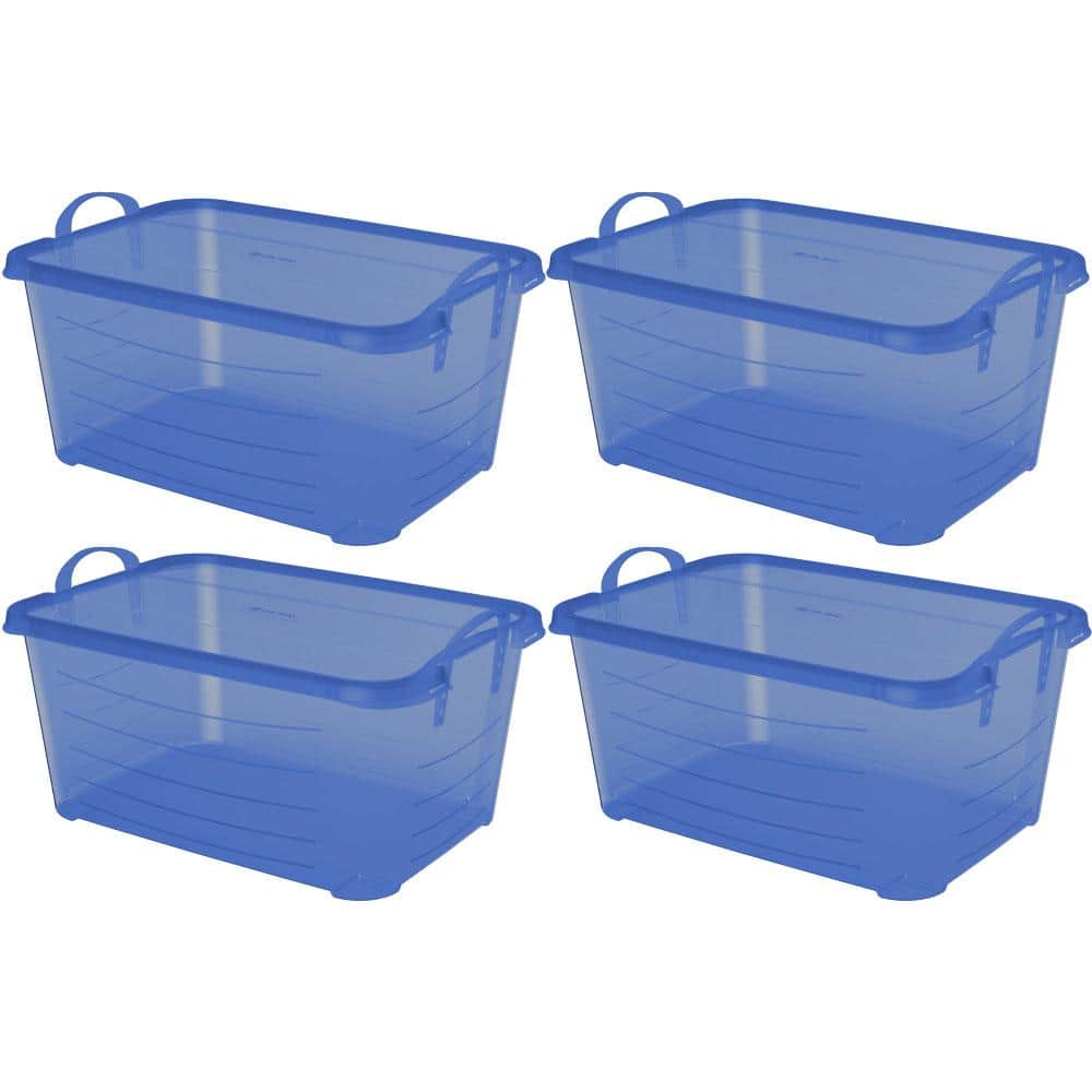 Blue Closet Organization and Storage Box Container, 55 Qt. (4-Pack) - Hercitys