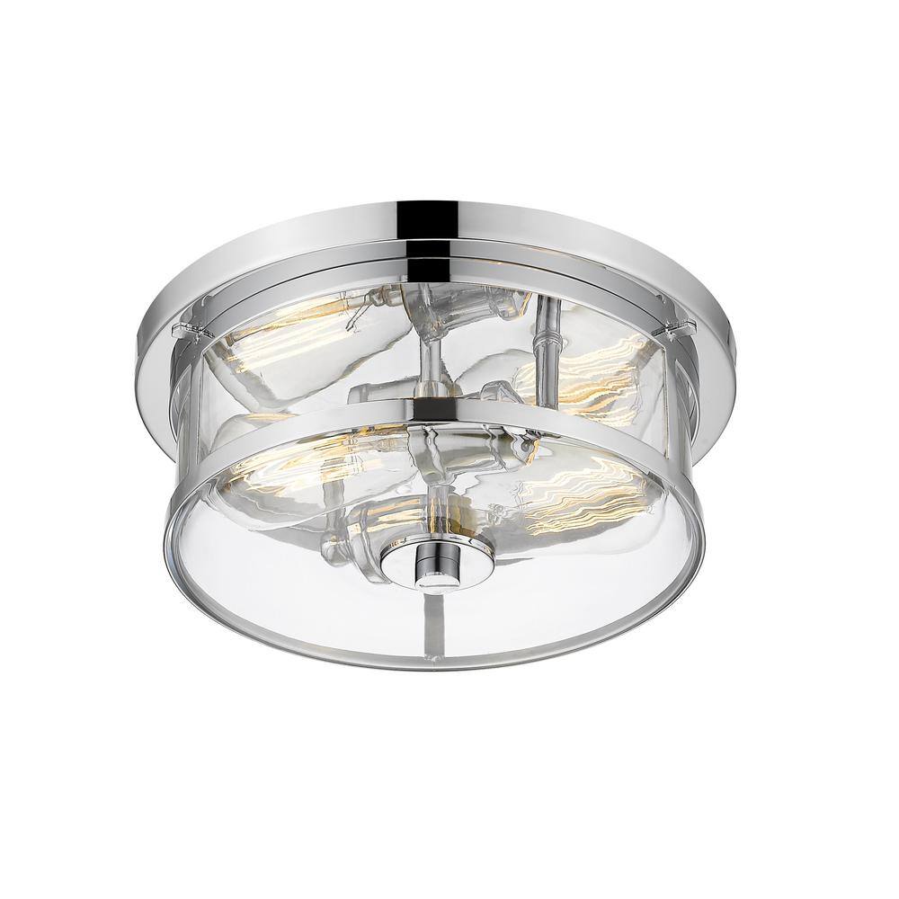 Savannah 11 in. 2-Light Chrome Flush Mount with Clear Shade - Hercitys