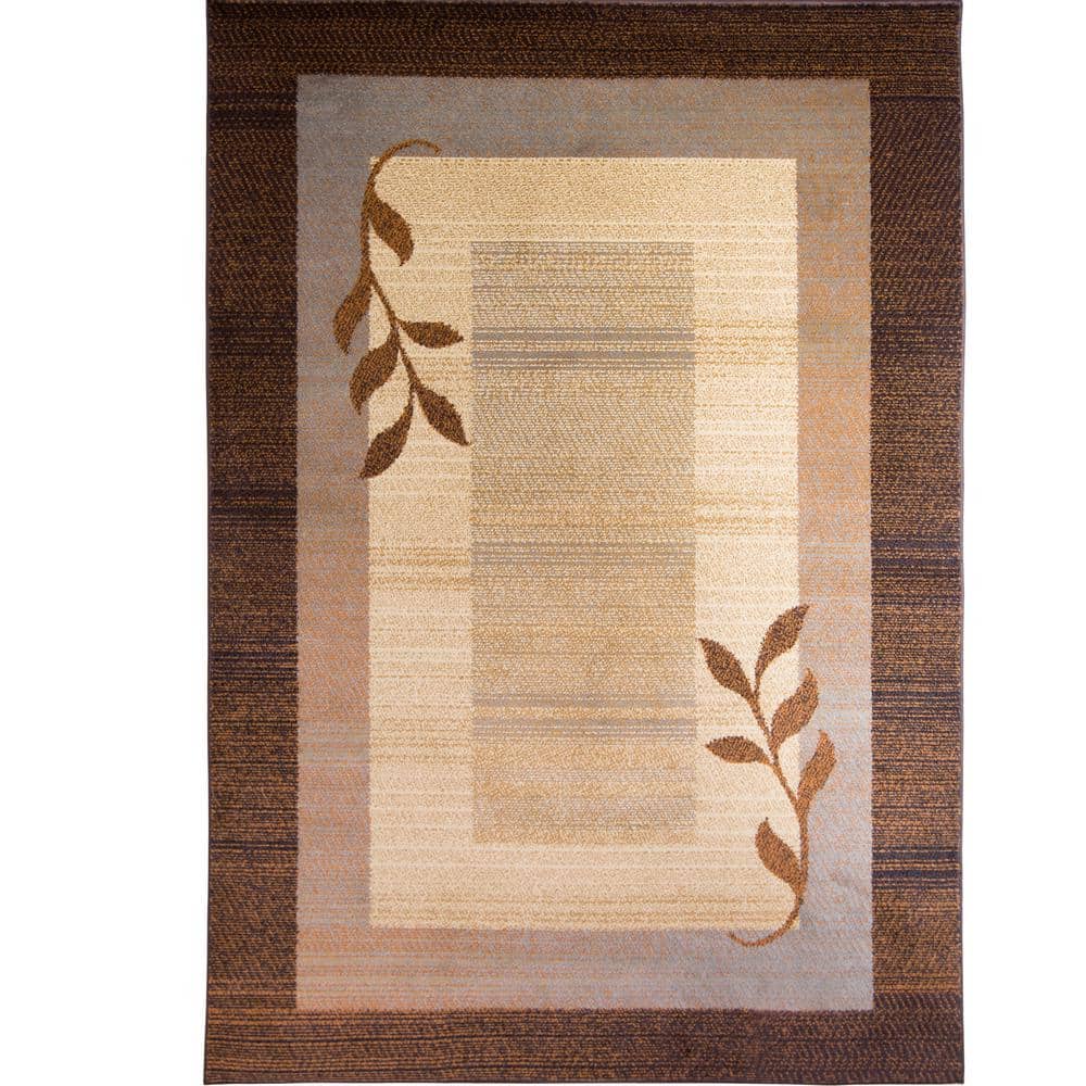 Royalty Clover Brown/Blue/Ivory 5 ft. x 7 ft. Indoor Area Rug - Hercitys