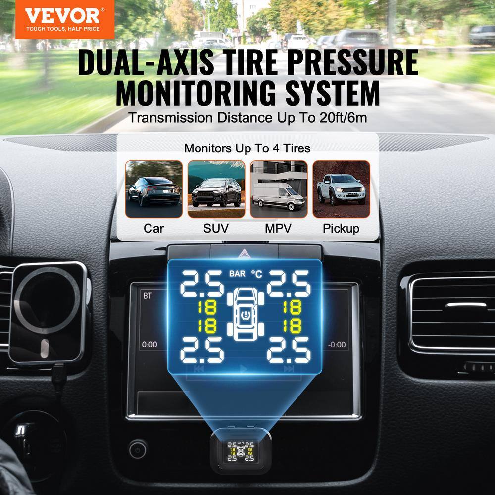 RV Tire Pressure Monitoring System,7.3-87 PSI Trailer TPMS,Universal Wireless Car Alarm System,Waterproof Set - Hercitys