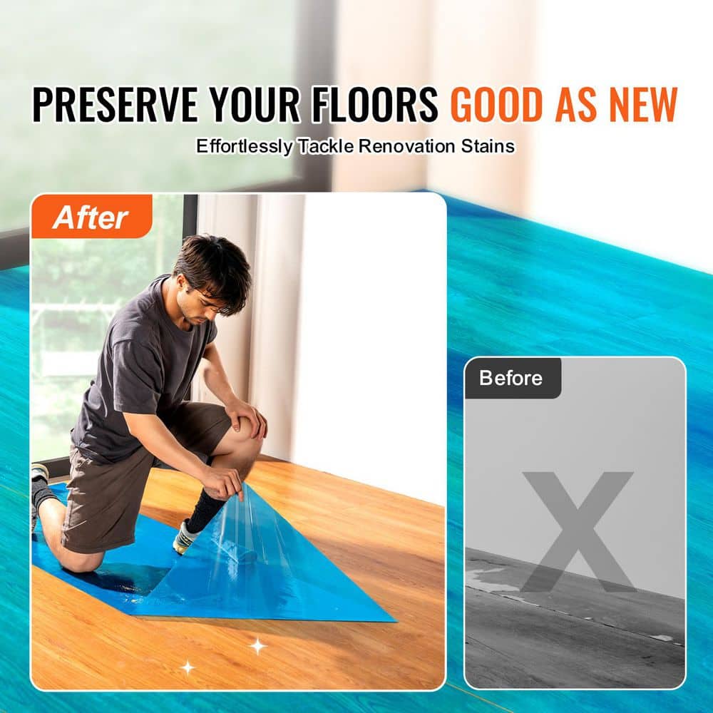 Carpet Protection Film 24 in. x 200 ft. Floor and Surface Shield with Self Adhesive Backing and Easy Installation Blue - Hercitys