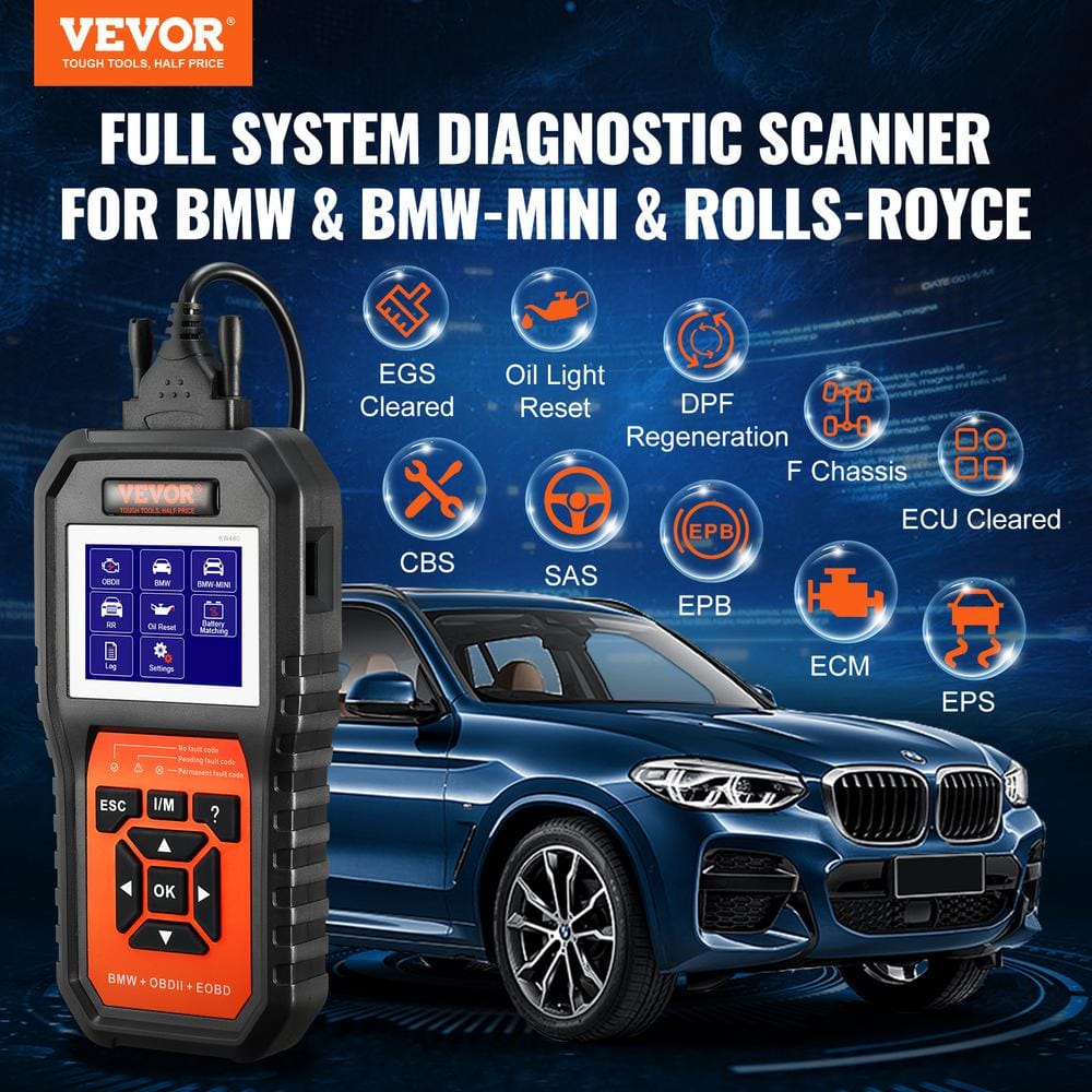 OBD2 Scanner Diagnostic Tool Fit for BMW Full Systems Scanner Car Code Reader w/12 Special Functions 4-in-1 Scan Tools - Hercitys