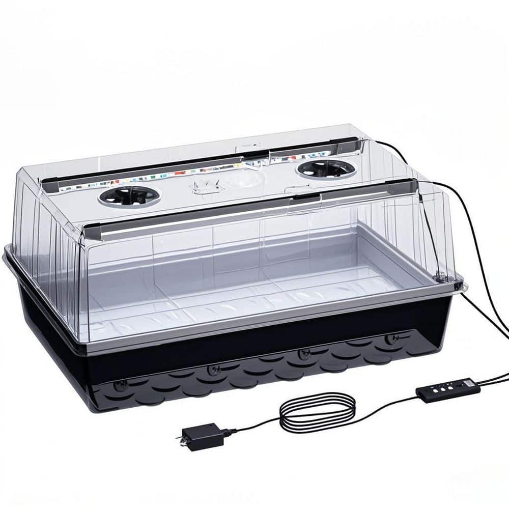 60-Cell Self-Watering Seed Starter Tray with Grow Light, Seed Starter Kit with 4.07 in. Humidity Dome for Seeds Growing - Hercitys