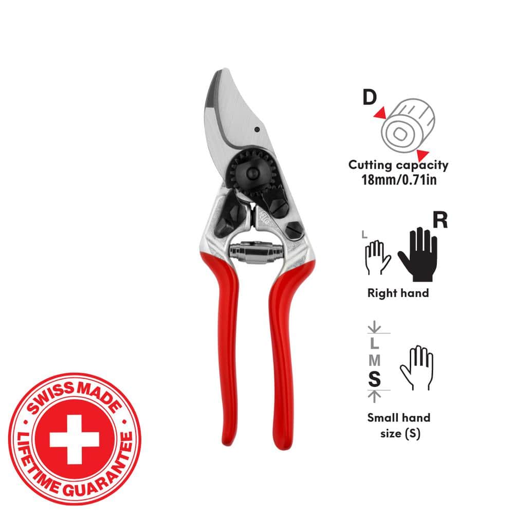 F14 7.1 in. Small Right Hand Pruning Shears with 0.75 in. Cut Capacity, High Performance, Ergonomic, Compact - Hercitys