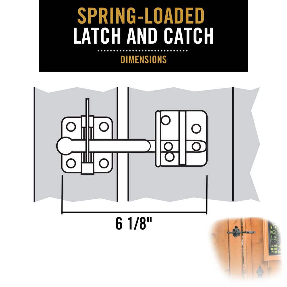 6.5 in. Black Galvanized Steel Spring Loaded Latch and Catch with Adjustable Cable - Hercitys
