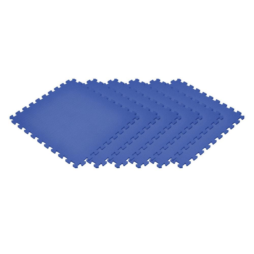 Blue 24 in. x 24 in. EVA Foam Non-Toxic Solid Color Interlocking Tiles (96 sq. ft. – 24 tiles) - Hercitys