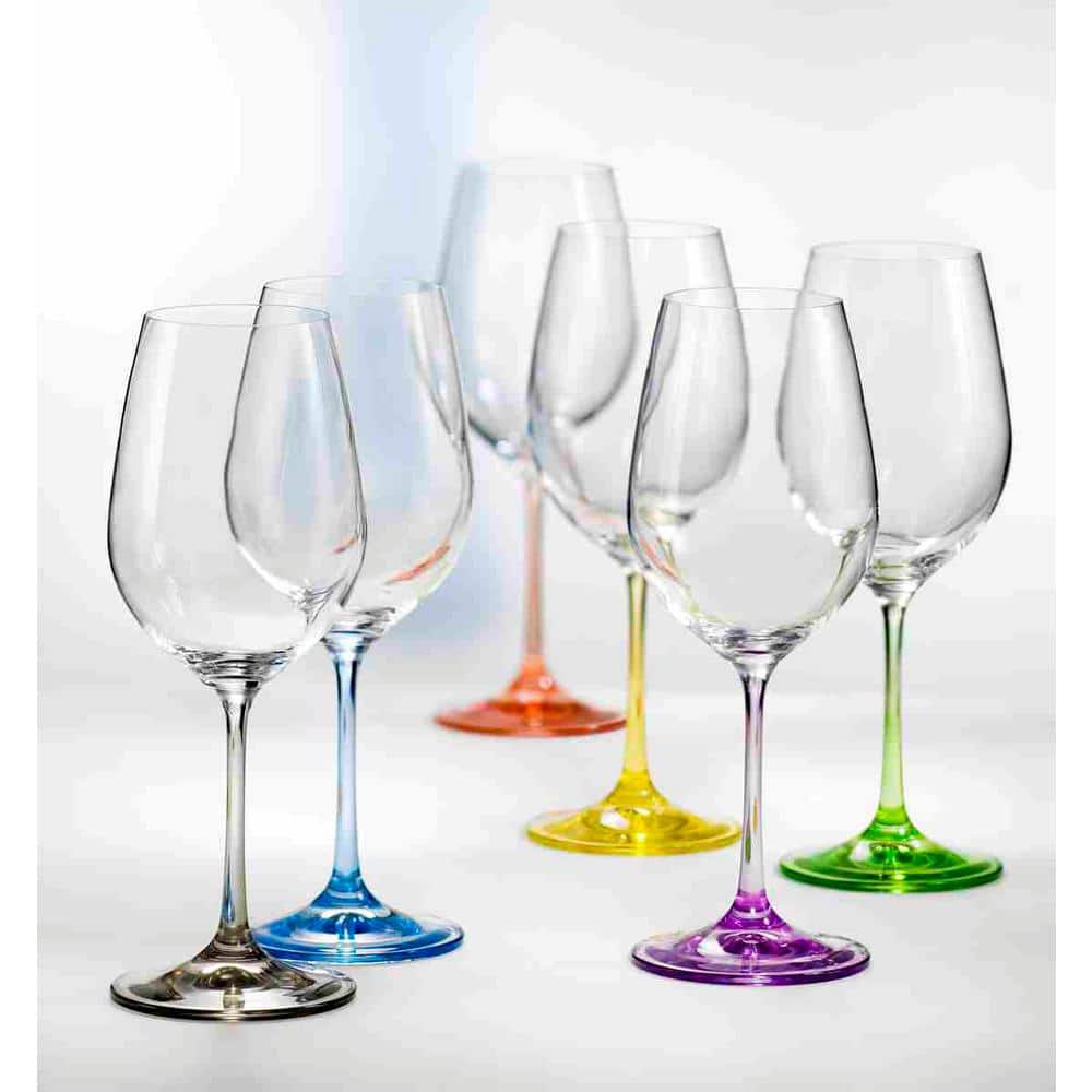 Rainbow 19 oz. Wine x 6-assorted colors (Set of 6) - Hercitys