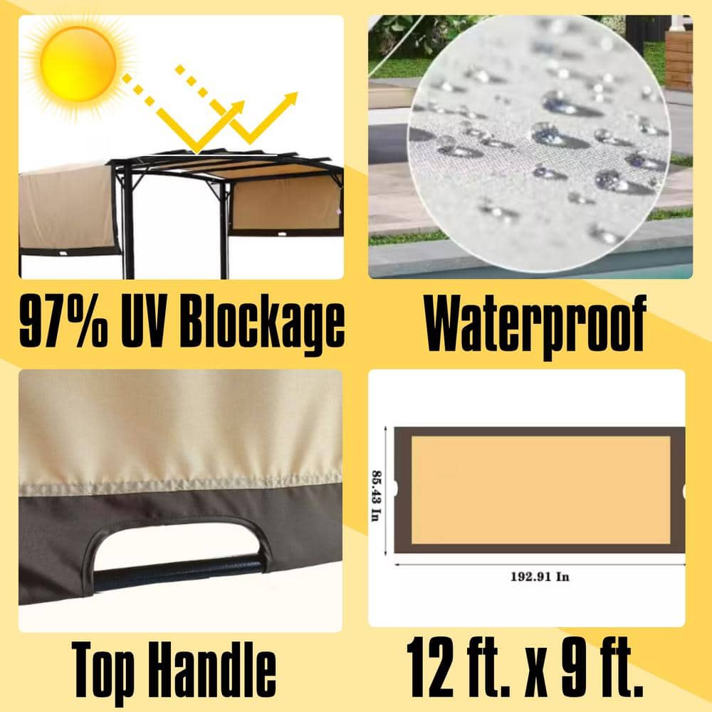 Universal Canopy Cover Replacement for 12 ft. x 9 ft. Curved Outdoor Pergola Structure - Hercitys