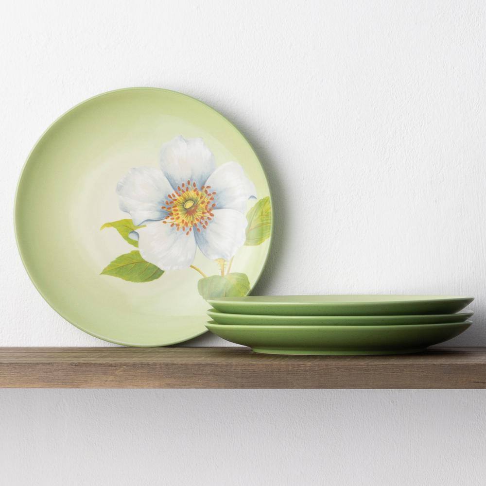 Colorwave Apple 8.25 in. (Green) Stoneware Floral Accent Plates, (Set of 4) - Hercitys