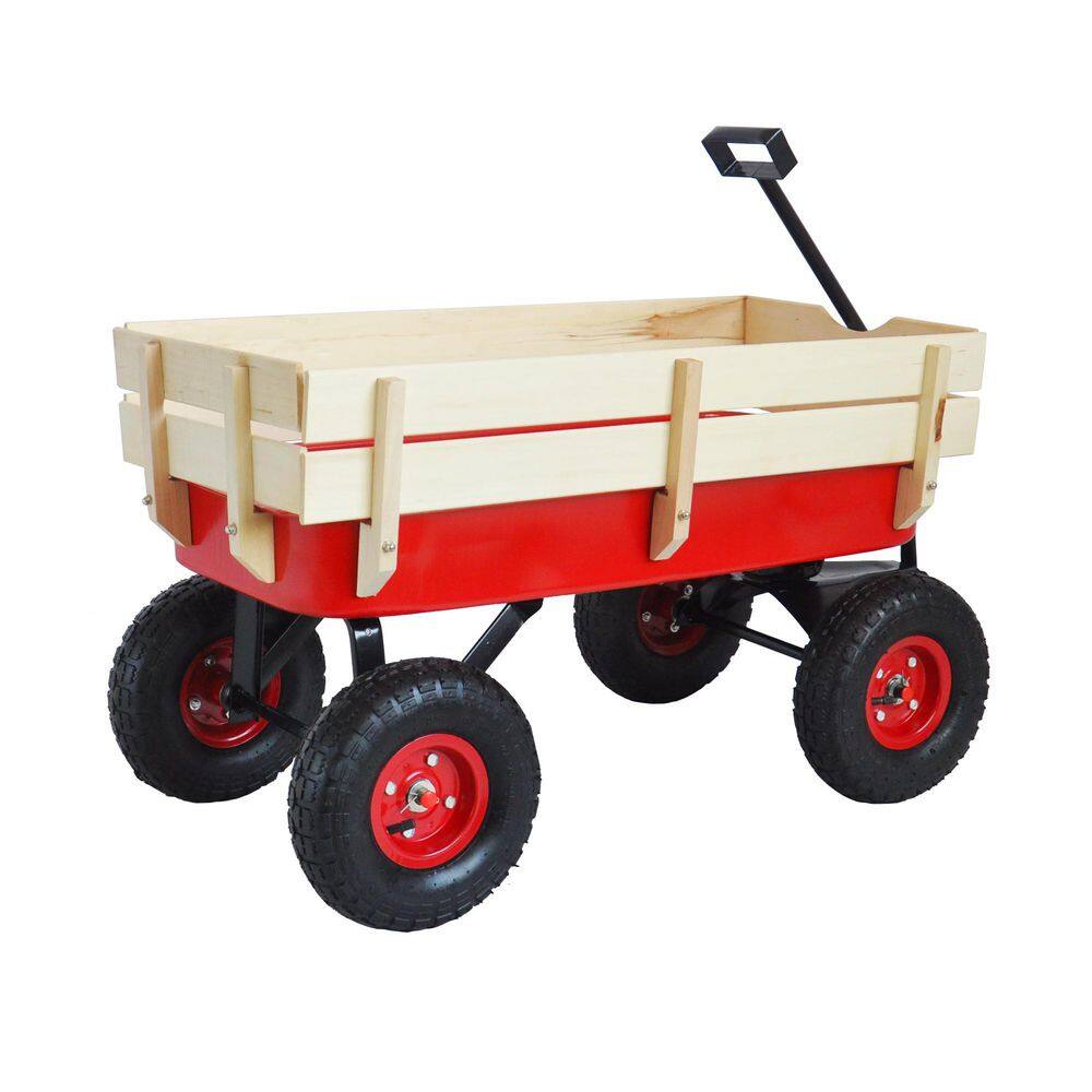 Arbor 3 cu. ft. Metal Garden Cart with Air Tires, Red Plus Natural - Hercitys