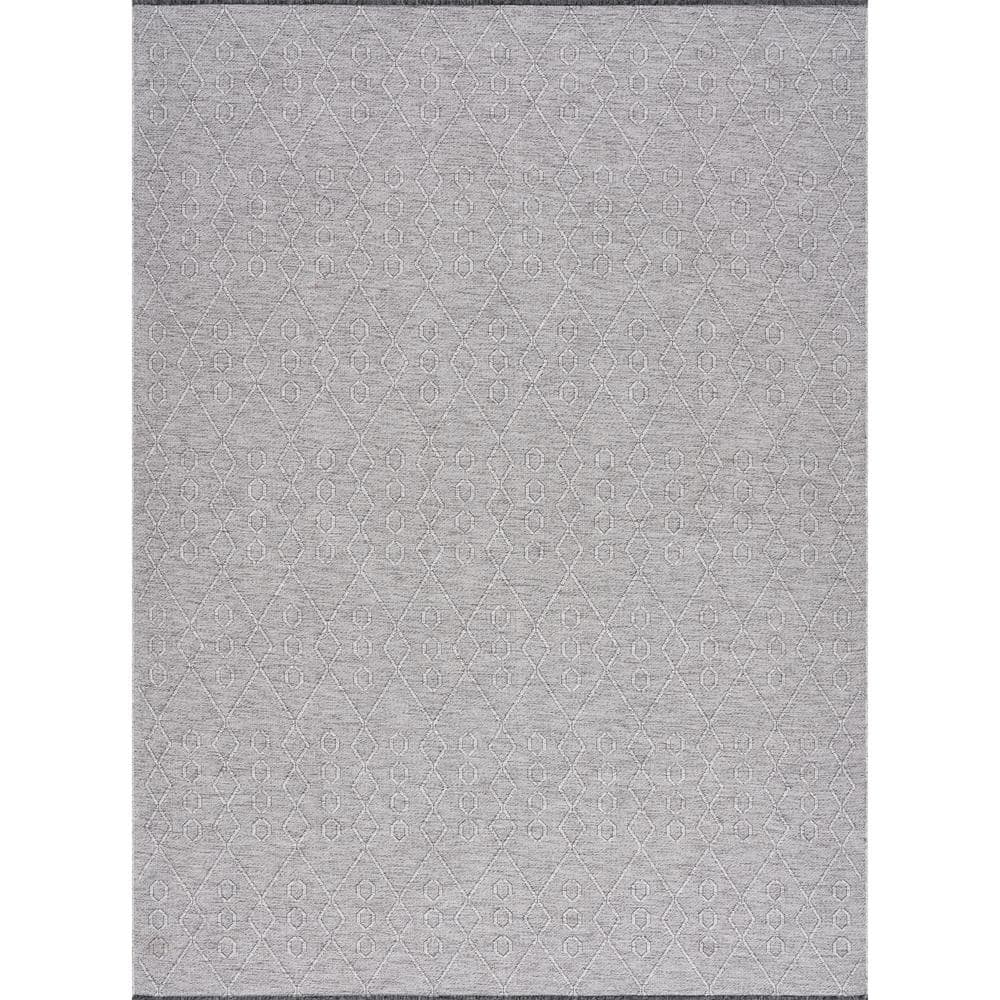 Alma Light Gray 5 ft. x 7 ft. Geometric Machine Washable Indoor Area Rug - Hercitys