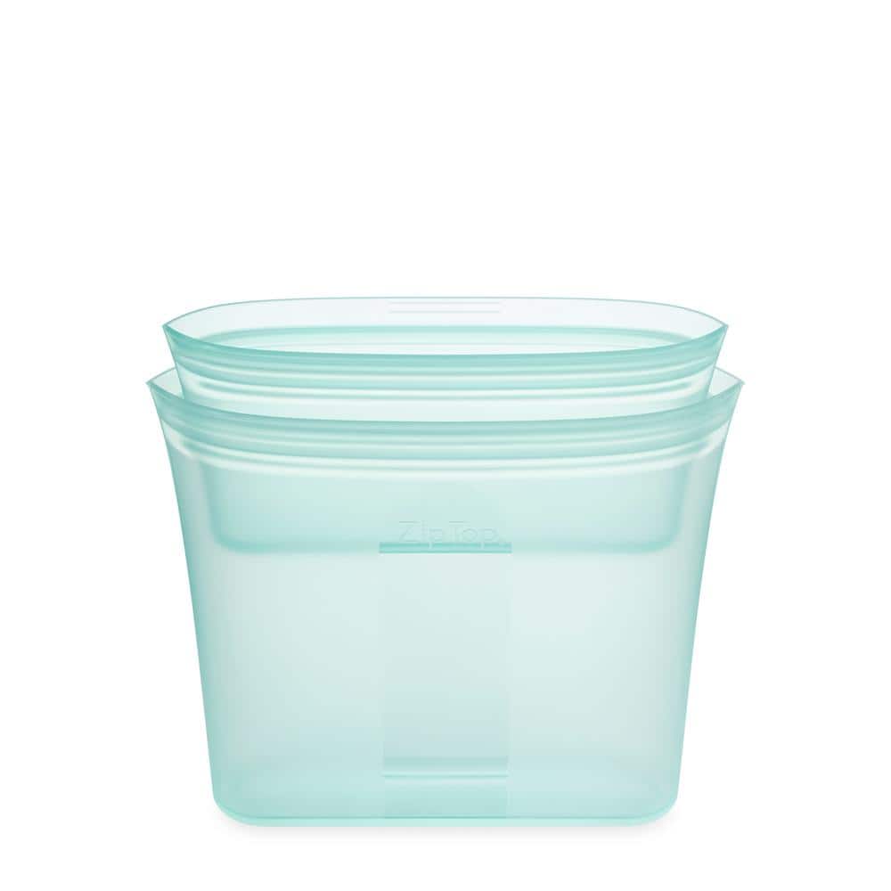 Reusable Silicone 2-Piece Bag Set – Sandwich 24 oz., Snack 4 oz. Zippered Storage Containers in Teal - Hercitys