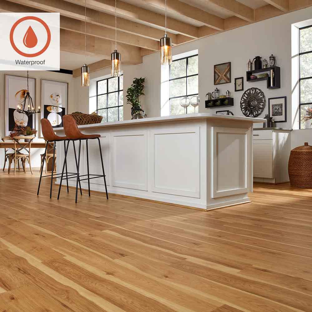 Outlast+ Arden Blonde Hickory 12 mm T x 6.1 in. W Waterproof Laminate Wood Flooring (16.12 sqft/case) - Hercitys